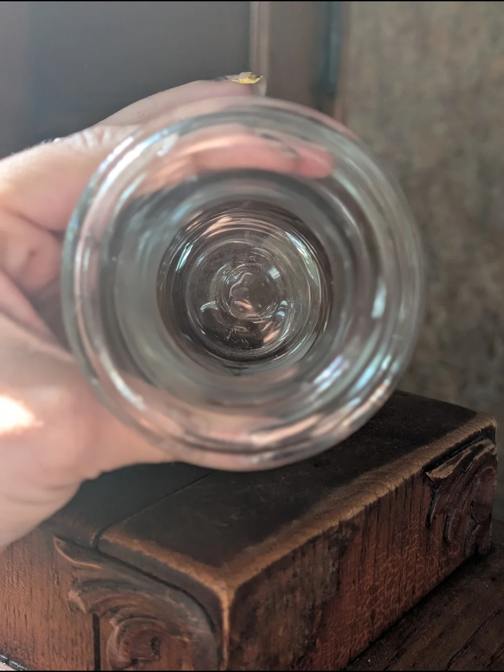 Vintage 60s ITALY Hand Blown Clear Glass Flower Vase Mid-Century Modern